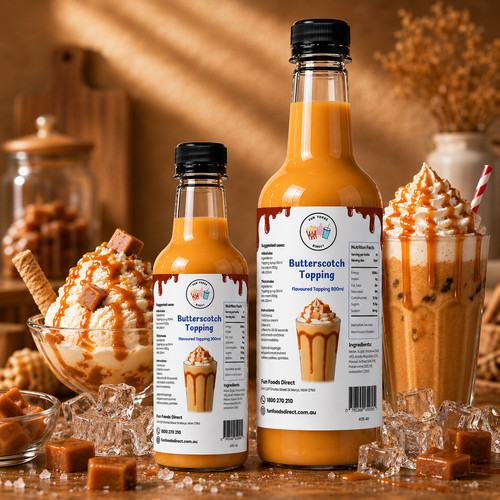 Butterscotch Milkshake Syrup & Dessert Topping for Thickshakes, Sundaes & Drinks