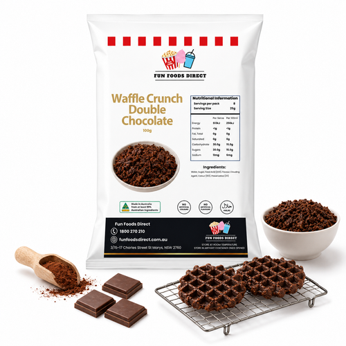 Waffle Crunch Double Chocolate 100g | Crunchy Chocolate Dessert Topping for Sundaes, Milkshakes & Baking