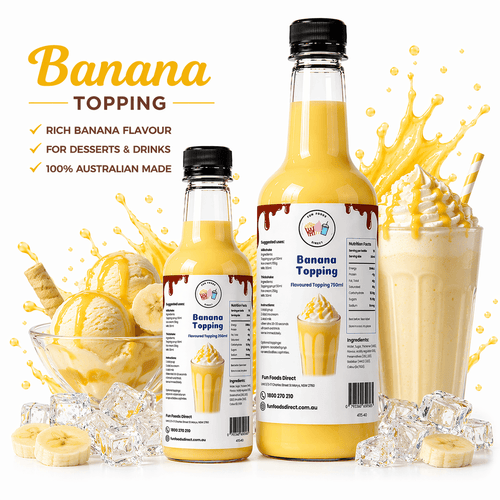 Banana Milkshake Syrup & Dessert Topping for Thickshakes, Sundaes & Drinks