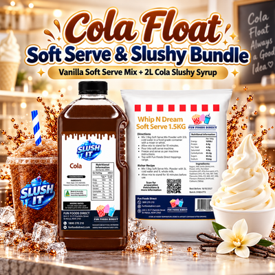 Cola Float Soft Serve & Slushy Bundle | Vanilla Soft Serve Mix + 2L Cola Slushy Syrup