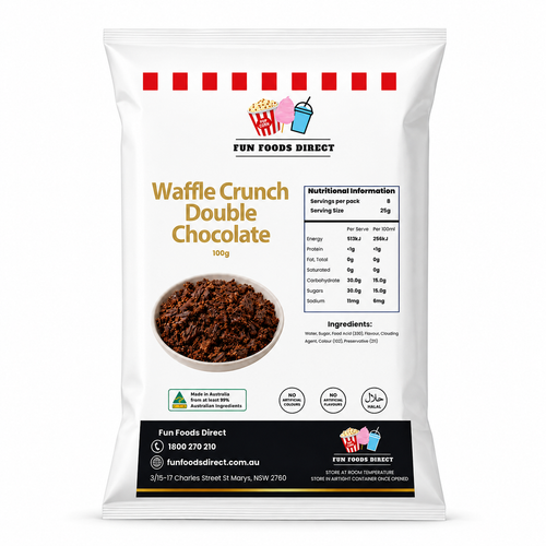 Waffle Crunch Double Chocolate 100g | Crunchy Chocolate Dessert Topping for Sundaes, Milkshakes & Baking