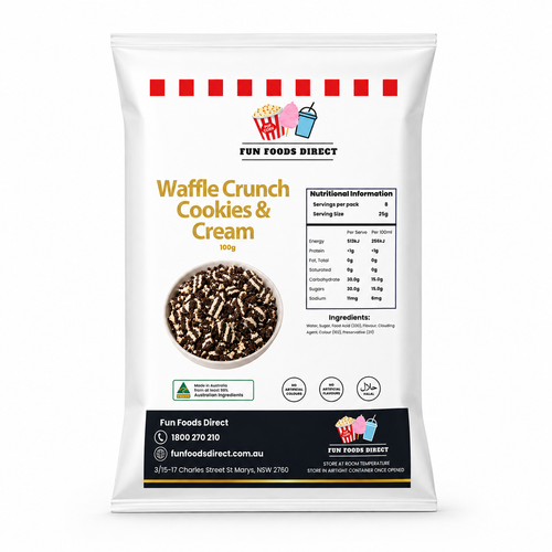 Waffle Crunch Cookies & Cream 100g | Crunchy Dessert Topping for Sundaes, Milkshakes & Baking