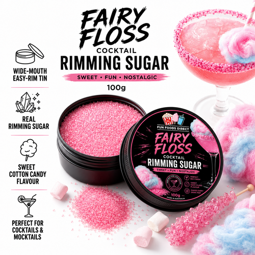 Fairy Floss Cocktail Rimming Sugar 100g | Sweet Cotton Candy Cocktail Garnish