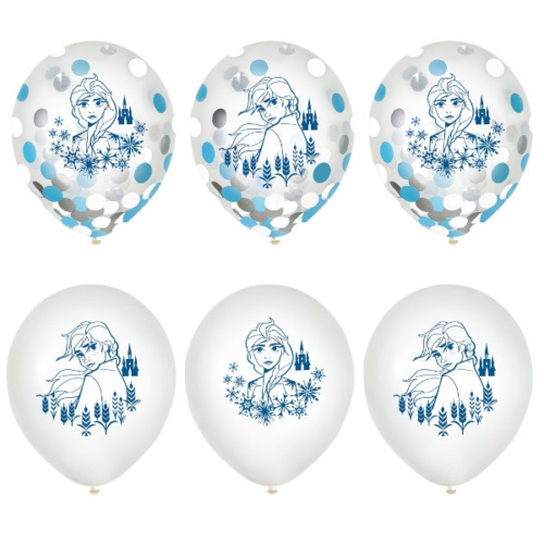 Disney Frozen 2 Latex and Confetti Balloons - 6 Pack