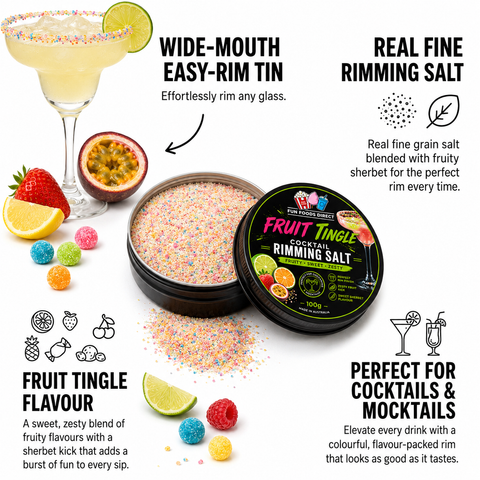 Fruit Tingle Cocktail Rimming Salt 100g | Sweet, Fizzy & Fruity Cocktail Garnish