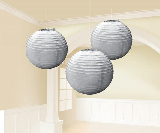 Silver Paper Lantern Round with Metal Frames