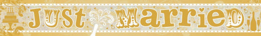 Gold Banner Holographic Just Married