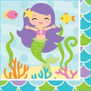 Mermaid And Friends Beverage Napkin Pk 16