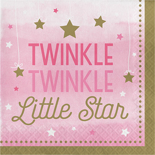 One Little Star Girl Birthday Luncheon Napkins