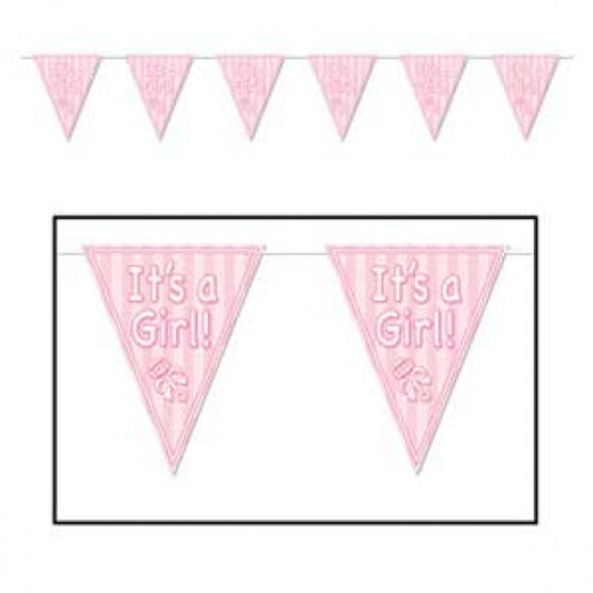 Pennant Flag Banner It's A Girl Pink