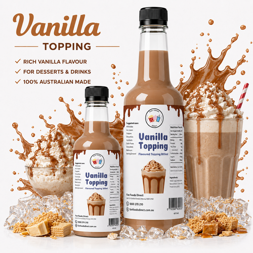 Vanilla Milkshake Syrup & Dessert Topping for Thickshakes, Sundaes & Drinks