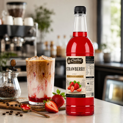 Strawberry Syrup Premium Range 800mL | Sweet Sun-Ripened Strawberry Café Syrup