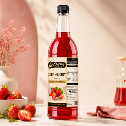 Strawberry Syrup Premium Range 800mL | Sweet Sun-Ripened Strawberry Café Syrup
