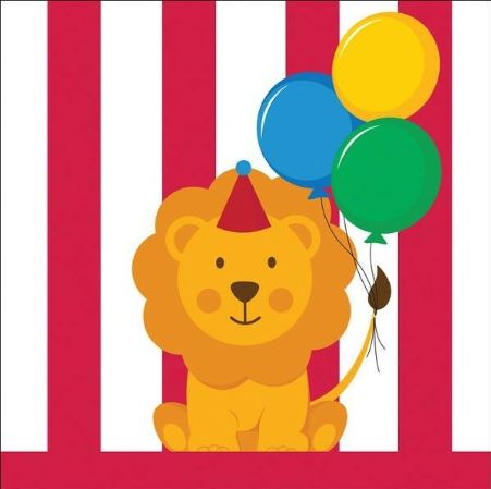 Circus Time Carnival Birthday Beverage Napkins