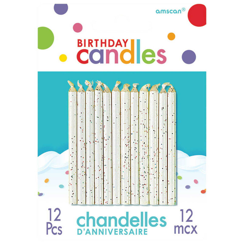 White Glitter Birthday Candle